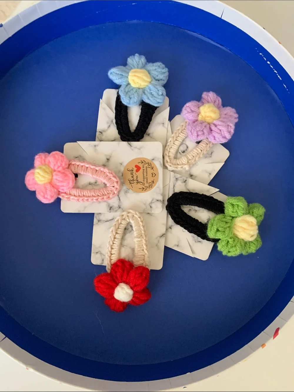 Handmade Flower Knit Hair Clips for Kids - Assorted Colors